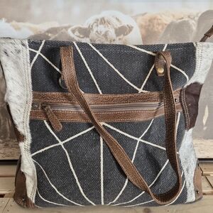 Myra Cowhide And Canvas Tote Bag